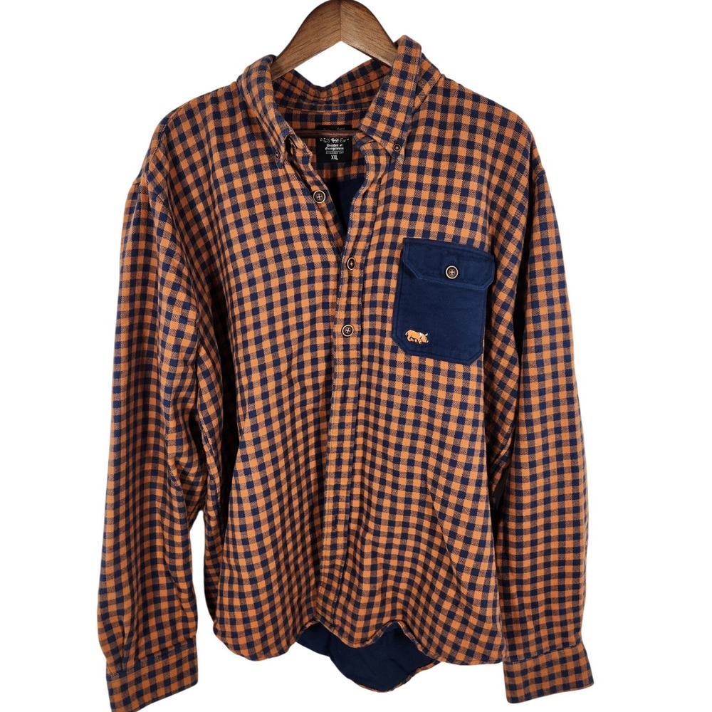 Warthog Britches of Georgetowne Brown Blue Plaid 100% Cotton Shacket Jacket‎ XXL
